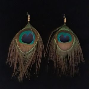 Vintage Peacock Feather Earrings